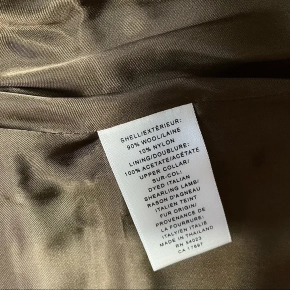 Banana Republic Brown Herringbone Blazer Jacket Removable Fur Collar Size 0P - Picture 3 of 10